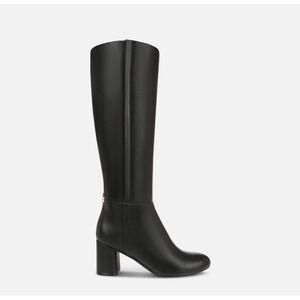 Naturalizer Loving Black Tall Knee High Block Heel Boots Gold Logo Sz 9M NEW